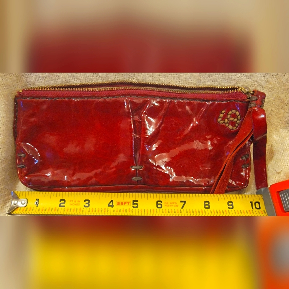 Red Leather 49 Clutch Purse